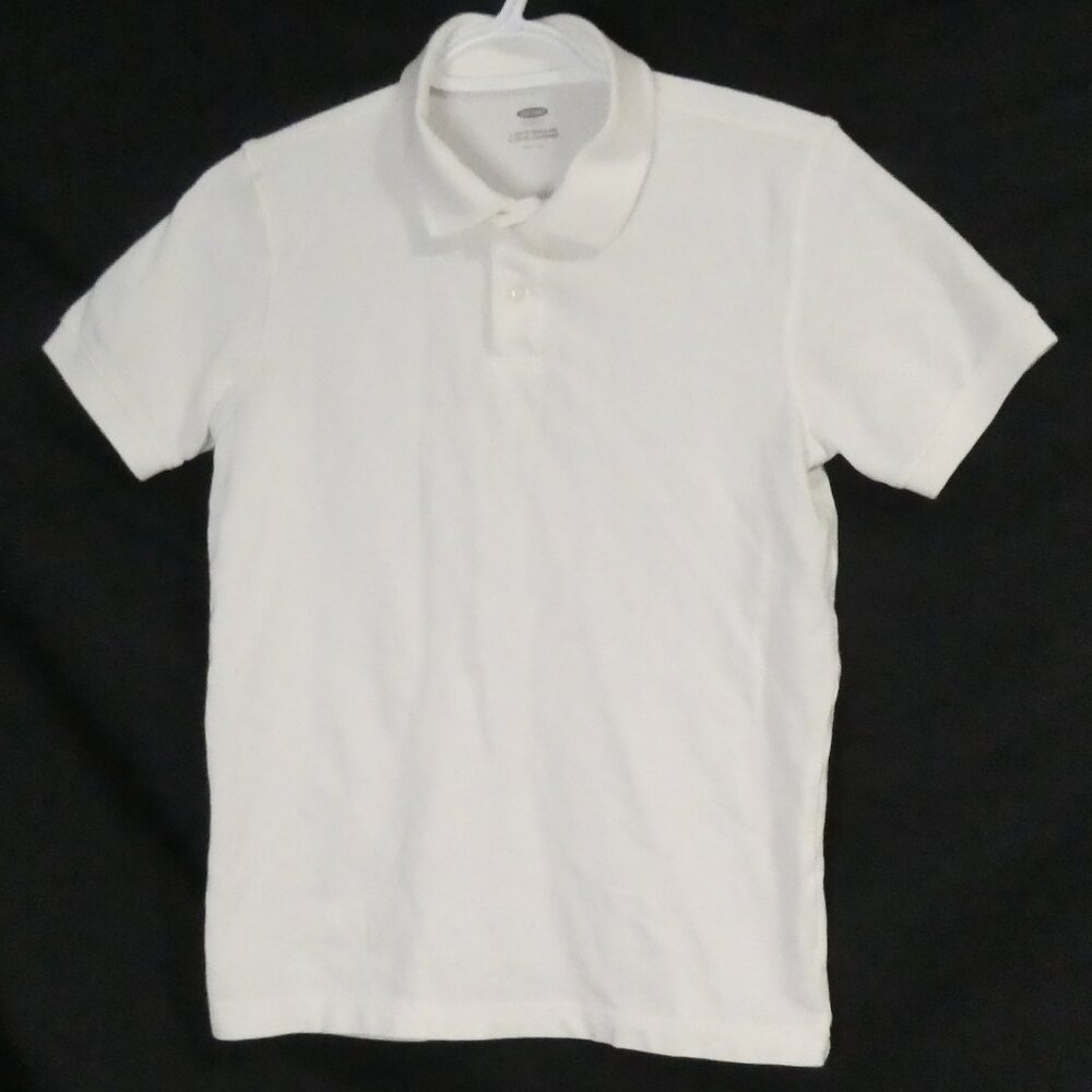 OLD NAVY | large (10-12) regular | Classic White Short Sleeve Polo Shirt
